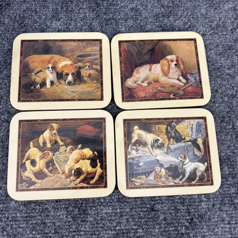 Vintage Jason Coasters Nostalgic Dogs Set of 4 Original Box Cork Back D2714